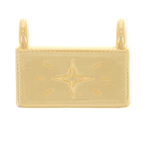 13.5x17mm Rectangle pendant - star pattern - Fine Gold Plated x1