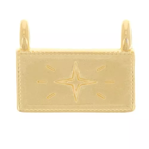 13.5x17mm Rectangle pendant - star pattern - Fine Gold Plated x1