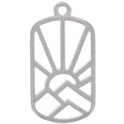 25x13.5mm Rectangle pendant - sun and mountains - Antique silver plated x1|raw }}