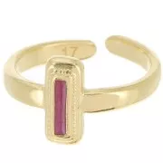 Rectangle ring - epoxy resin - Size 53 - Fine Gold Plated - Plum x1