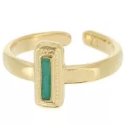 Rectangle ring - epoxy resin - Size 53 - Fine Gold Plated - Green x1