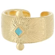 Large ethnic ring - epoxy resin - Size 54 - Fine Gold plated - Turquoise x1