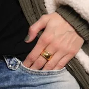 Large domed ring - braided rope effect - Size 54 - Fine Gold plated x1