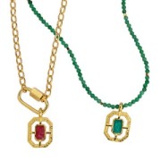 21x13mm Textured octagon epoxy resin pendant - Fine Gold plated - Black x1