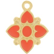 17.5x14mm Flower heart-shaped pendant with resin - Fine Gold plated - Hyacinth x1|raw }}