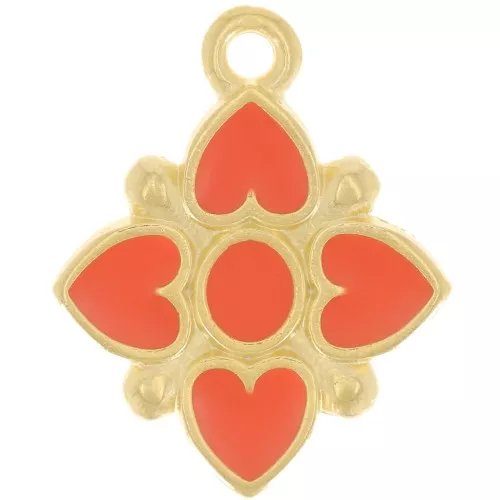 17.5x14mm Flower heart-shaped pendant with resin - Fine Gold plated - Hyacinth x1