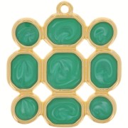27x25mm Square pendant vitrail epoxy resin - Fine Gold plated - pearl Green x1|raw }}