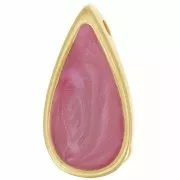 17x9mm drop epoxy resin Pendant - Fine Gold plated - pearl plum x1