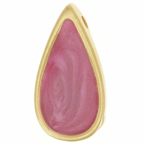 17x9mm drop epoxy resin Pendant - Fine Gold plated - pearl plum x1