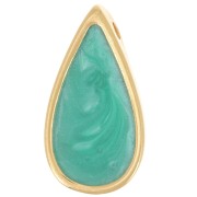 17x9mm drop epoxy resin Pendant - Fine Gold plated - pearl green x1