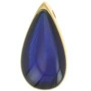 17x9mm drop epoxy resin Pendant - Fine Gold plated - Blue x1