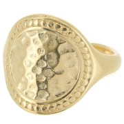 Large hammered ring - Size 55 - Fine Gold Plated x1|raw }}