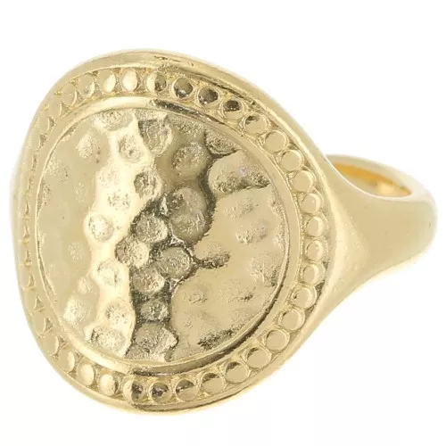 Large hammered ring - Size 55 - Fine Gold Plated x1