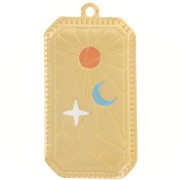 33x17mm Rectangle pendant sun & moon pattern - epoxy resin - Fine Gold plated x1|raw }}