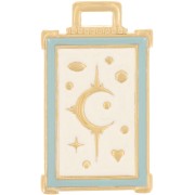 30x18mm Rectangle pendant moon & star pattern - Fine gold plated - Ivory x1|raw }}