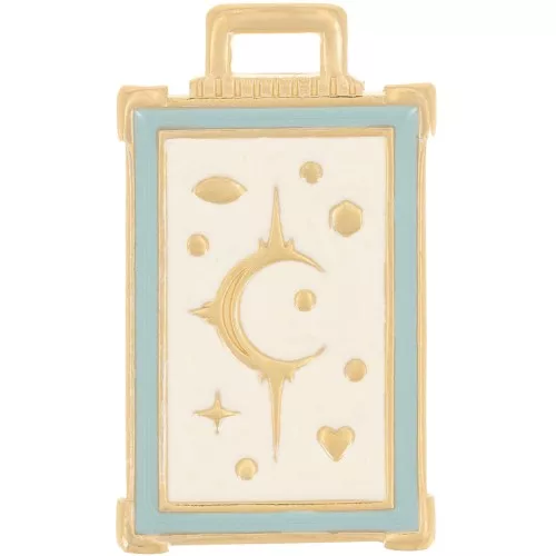 30x18mm Rectangle pendant moon & star pattern - Fine gold plated - Ivory x1