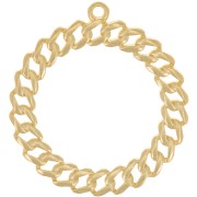 29mm Round curb chain pendant - Fine Gold plated x1