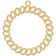 29mm Round curb chain pendant - Fine Gold plated x1