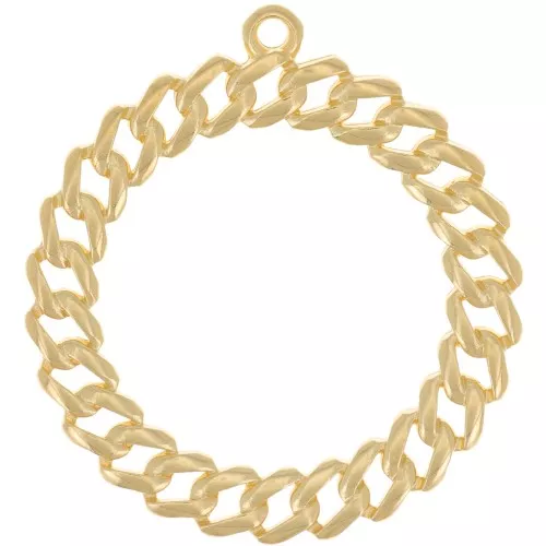 29mm Round curb chain pendant - Fine Gold plated x1