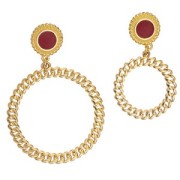 44mm Round pendant with chain effect - Fine Gold plated x1