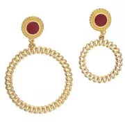 44mm Round pendant with chain effect - Fine Gold plated x1