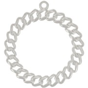 29mm Round pendant with curb chain effect - Fine Silver plated x1