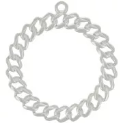 29mm Round pendant with curb chain effect - Fine Silver plated x1