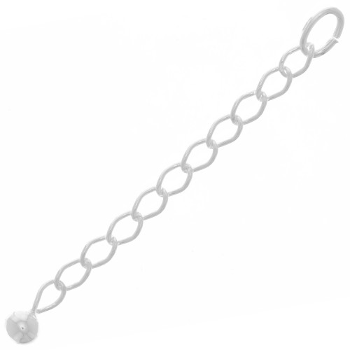 50mm 925 Sterling Silver Ball Rombo Mesh Extension Chain x10