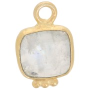 11x7mm Square Faceted Gemstone Charm - Fine Gold plated - Moonstone x1|raw }}