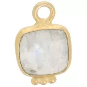 11x7mm Square Faceted Gemstone Charm - Fine Gold plated - Moonstone x1