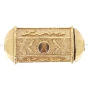 25x12mm cylinder bead by Perles&Co - Gemstone - Fine gold plated - Tiger eye x1