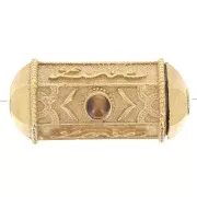 25x12mm cylinder bead by Perles&Co - Gemstone - Fine gold plated - Tiger eye x1