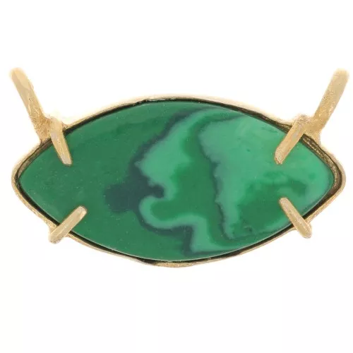 21x13mm Glass navette pendant - Fine Gold Plated - Malachite x1