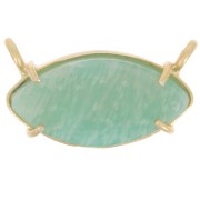 21x13mm Glass navette pendant - Fine Gold Plated - Amazonite x1|raw }}