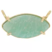 21x13mm Glass navette pendant - Fine Gold Plated - Amazonite x1