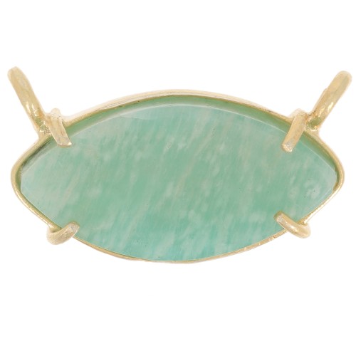 21x13mm Glass navette pendant - Fine Gold Plated - Amazonite x1