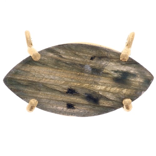 21x13mm Glass navette pendant - Fine Gold Plated - Labradorite x1