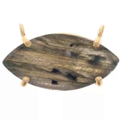 21x13mm Glass navette pendant - Fine Gold Plated - Labradorite x1
