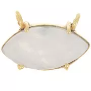 21x13mm Glass navette pendant - Fine Gold Plated - Moonstone x1