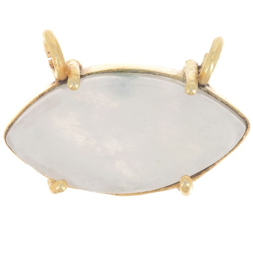 21x13mm Glass navette pendant - Fine Gold Plated - Moonstone x1