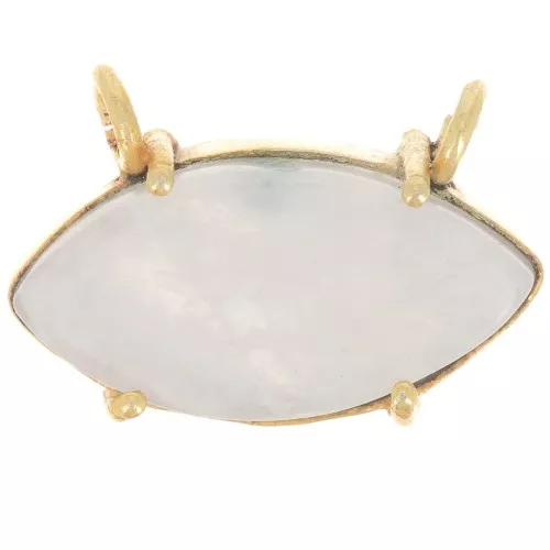 21x13mm Glass navette pendant - Fine Gold Plated - Moonstone x1