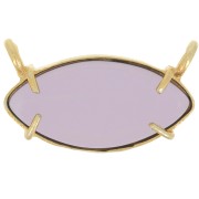 21x13mm Glass navette pendant - Fine Gold Plated - Amethyst imitation x1