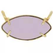 21x13mm Glass navette pendant - Fine Gold Plated - Amethyst imitation x1