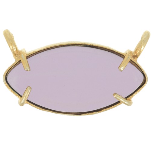 21x13mm Glass navette pendant - Fine Gold Plated - Amethyst imitation x1