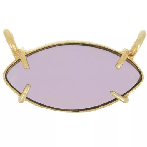 21x13mm Glass navette pendant - Fine Gold Plated - Amethyst imitation x1