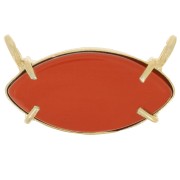 21x13mm Glass navette pendant - Fine Gold Plated - Carnelian imitation x1