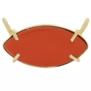 21x13mm Glass navette pendant - Fine Gold Plated - Carnelian imitation x1