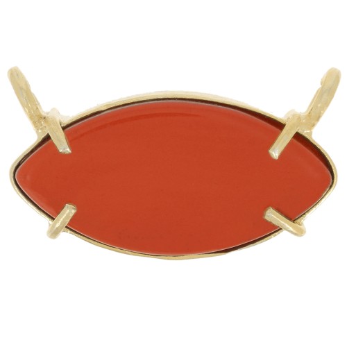 21x13mm Glass navette pendant - Fine Gold Plated - Carnelian imitation x1