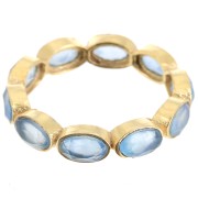 Fine gemstone ring - Size 51 - Fine Gold plated - Blue Chalcedony x1