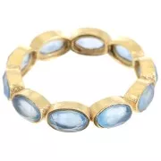 Fine gemstone ring - Size 53 - Fine Gold plated - Blue Chalcedony x1